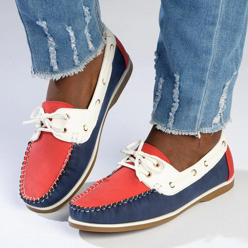 Hush Puppies Flat Docksider - Red / Navy