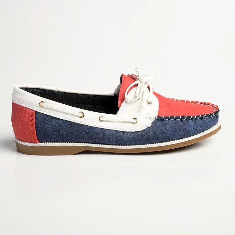 Hush Puppies Flat Docksider - Red / Navy