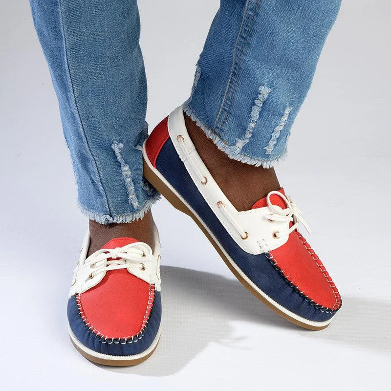 Hush Puppies Flat Docksider - Red / Navy