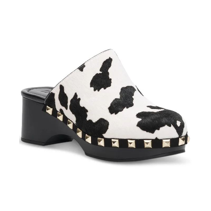 5 Medium (B,M) / Black-Ivory Spotted Calf Hair