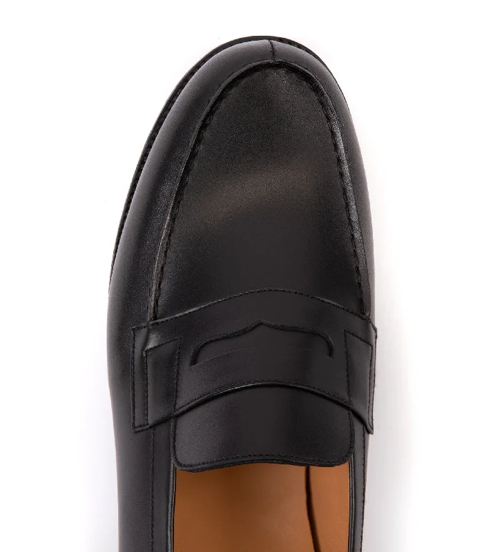 J.M. Weston Boxcalf Leather 180 Loafer: Black