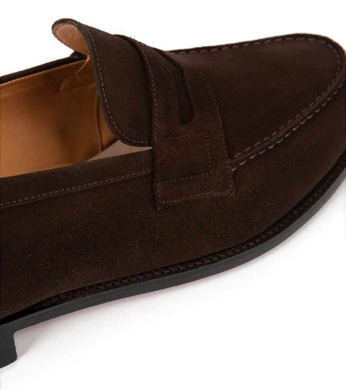 J.M. Weston Calfskin Suede 180 Loafer: Brown