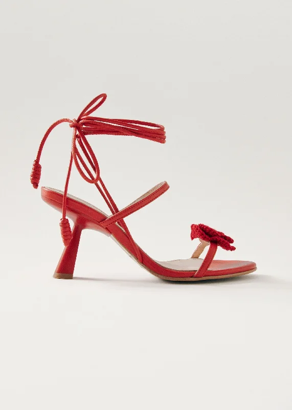 Kendra Bloom Red Leather Sandals