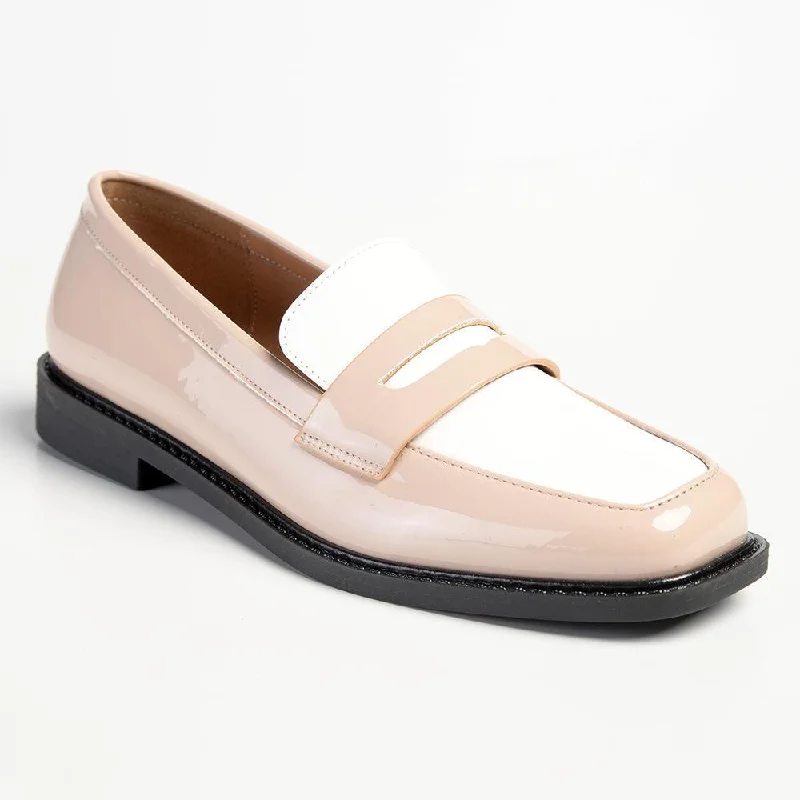 Madison Bliss 2 Tone Slip On Loafers - Nude / White