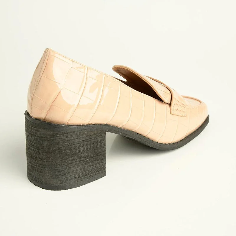 Madison Cindy Block heel Loafer - Nude