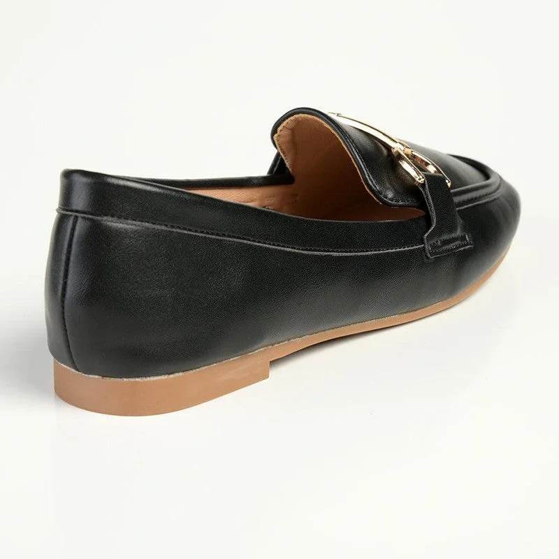 Madison Persley Loafer With Gold Metal Trim Detail - Black