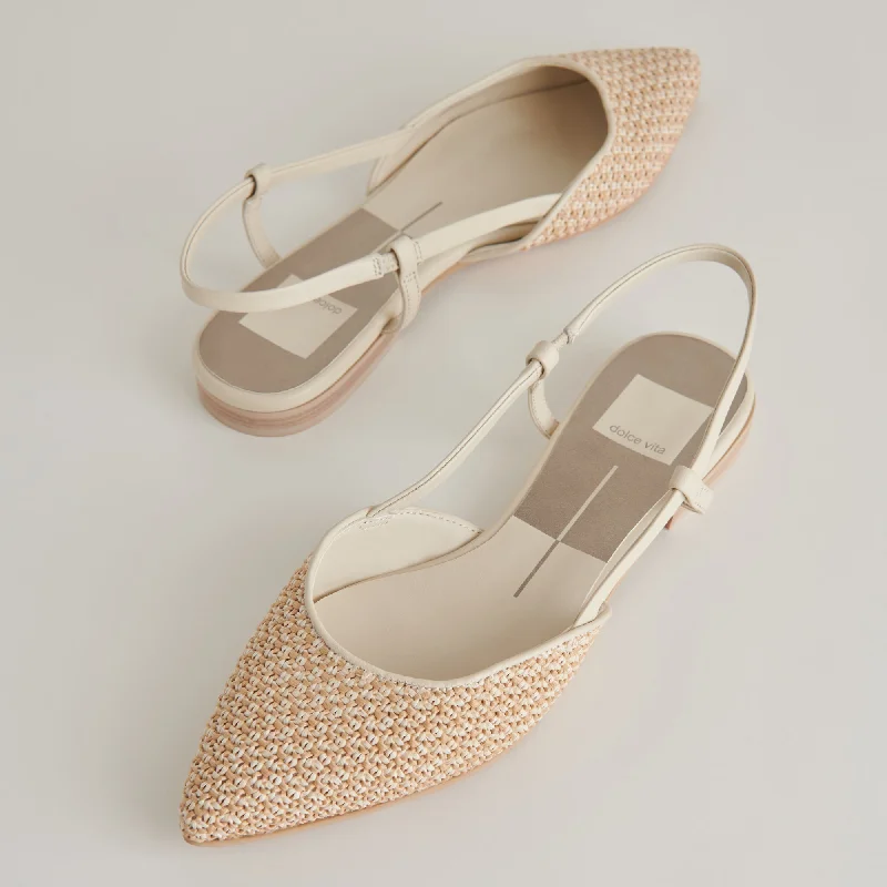 NARAH FLATS WHITE NATURAL RAFFIA