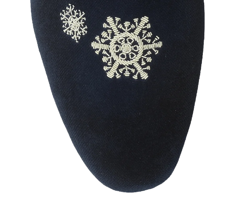 Snowflakes Navy Velvet