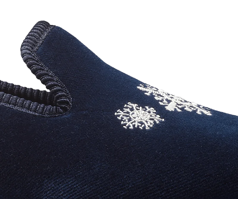 Snowflakes Navy Velvet