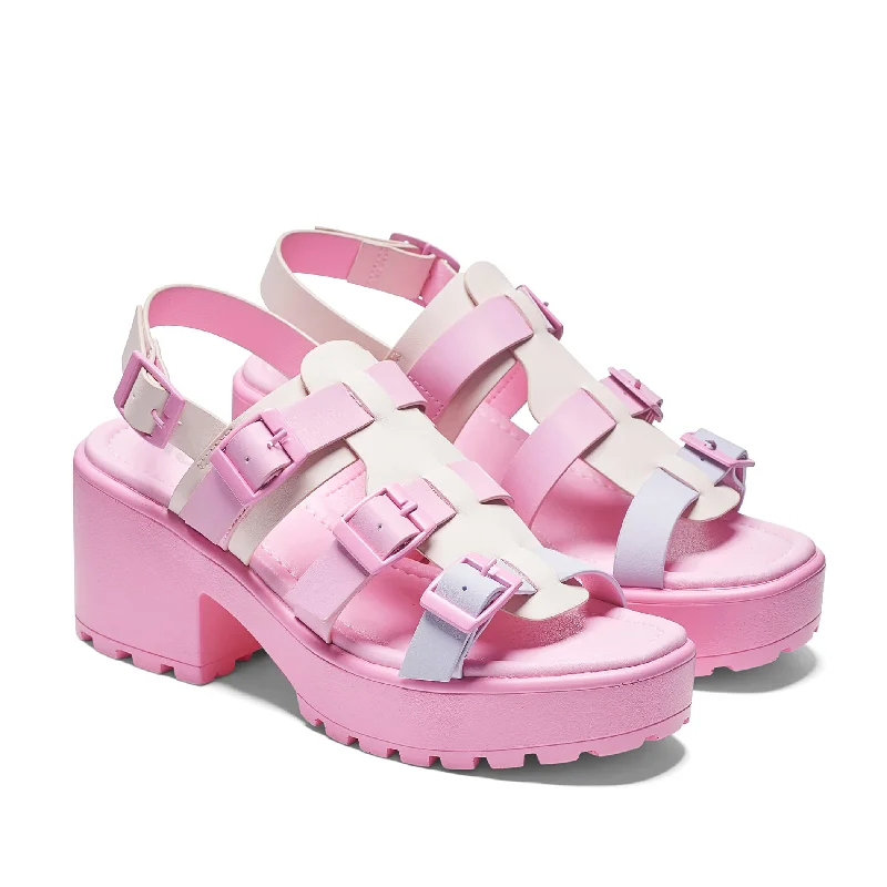 Sugar Season Chunky Buckle Sandals - Pink