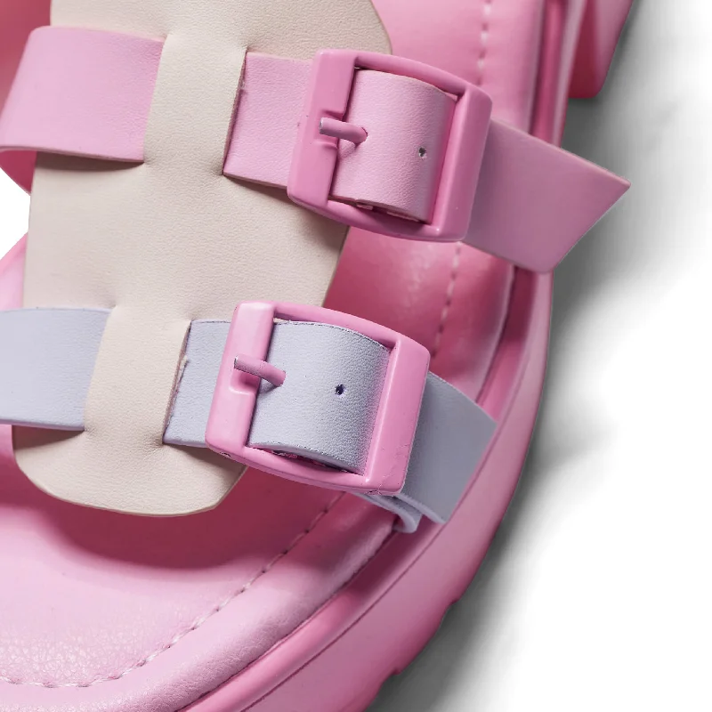 Sugar Season Chunky Buckle Sandals - Pink