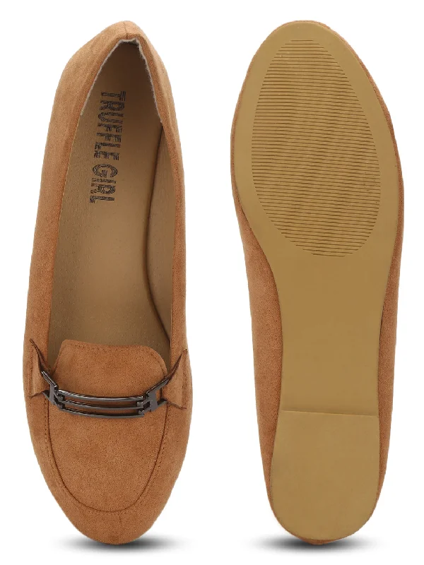 Tan Chain Loafer Flats