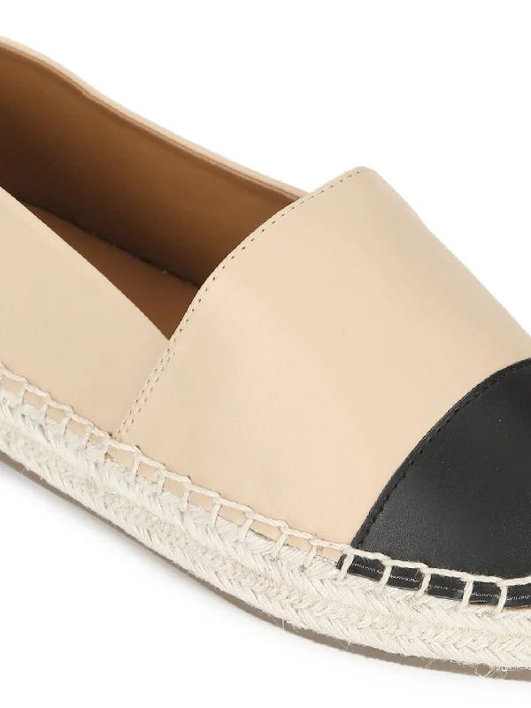 Nude PU Platform Heel Slip On Espadrilles