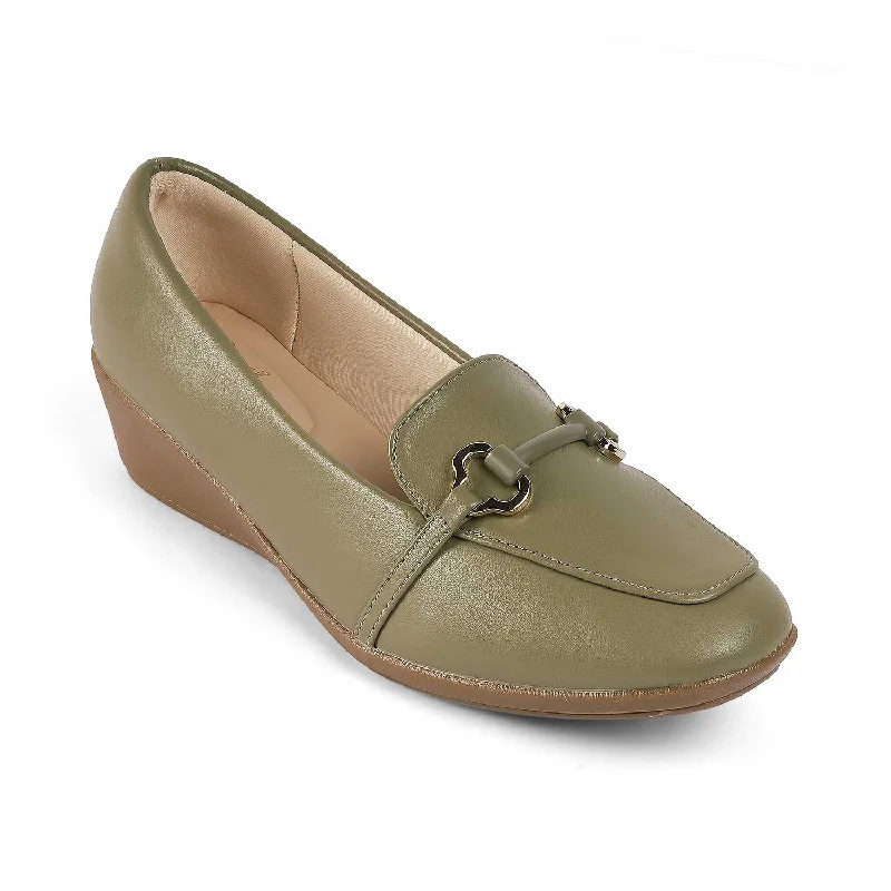 Tresmode Trevy Green Women's Casual Chunky Sole Loafers