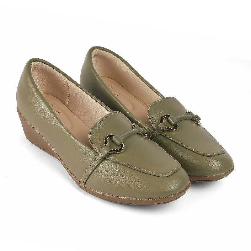 Tresmode Trevy Green Women's Casual Chunky Sole Loafers