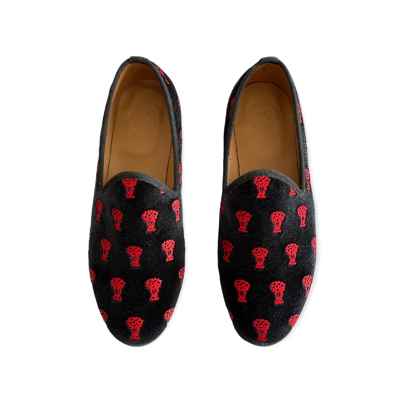 Benihana x Del Toro Women's Red Flower Velvet Slipper II