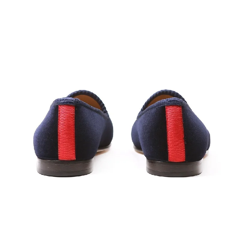 Women's Navy Velvet Slipper